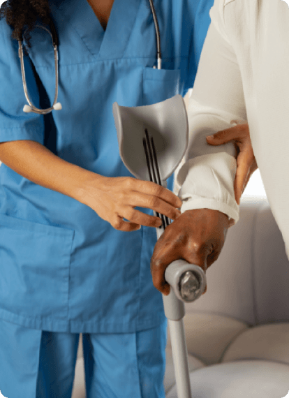 A Portea clinician assisting a patient at home